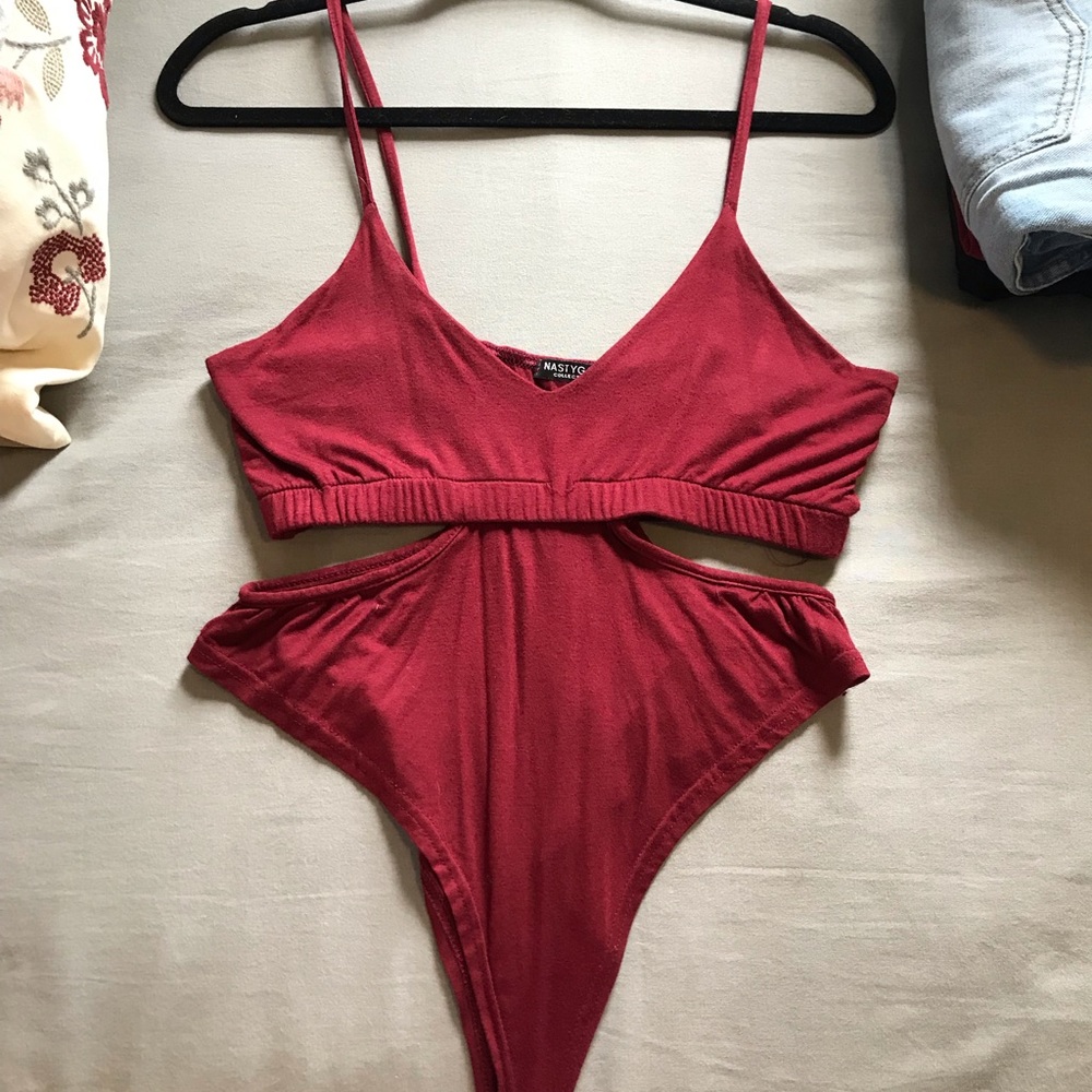 PrettyLittleThing Red Cutout Bodysuit